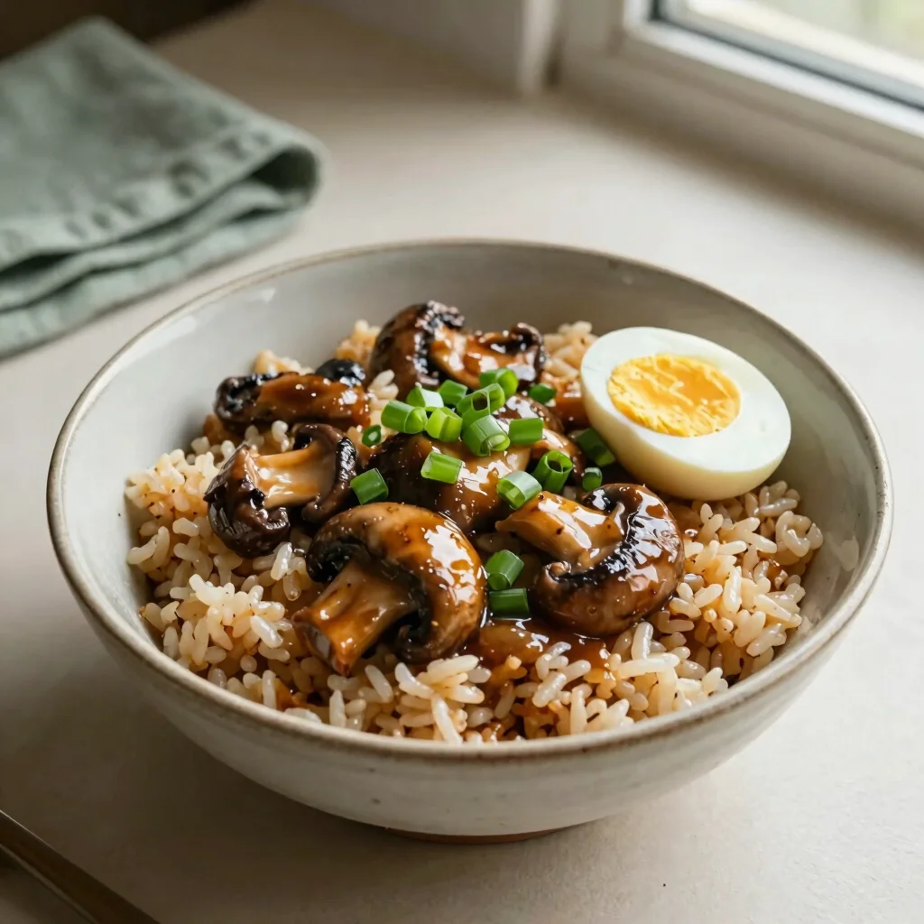 Miso-Butter Mushrooms with Ginger Rice