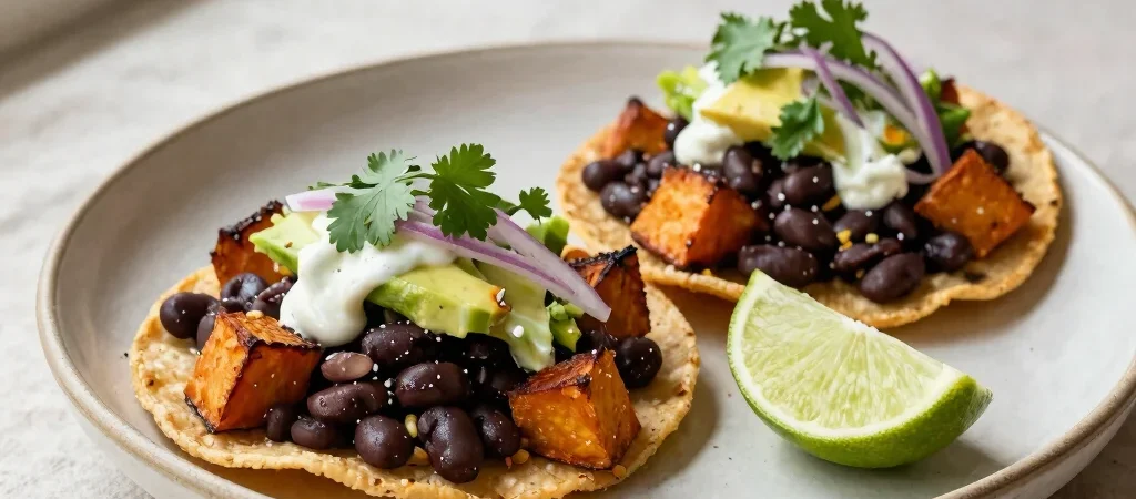 Crisp Sweet Potato and Black Bean Tostadas