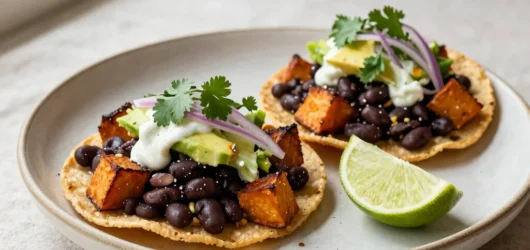Crisp Sweet Potato and Black Bean Tostadas
